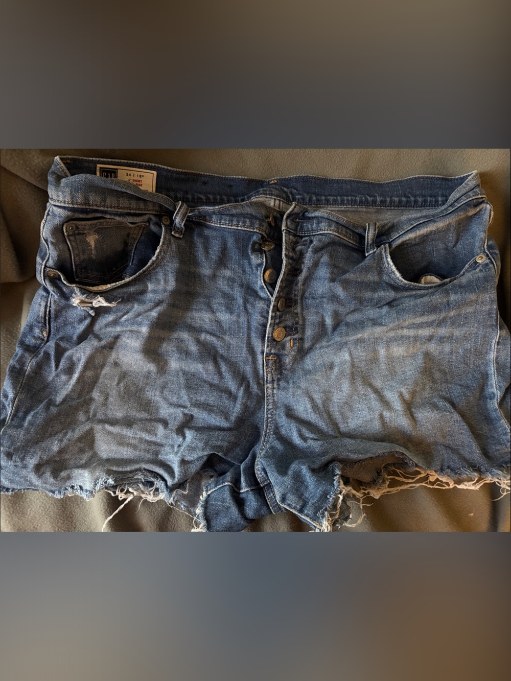 GAP Distressed High-Rise Women's Denim Shorts - Blue
